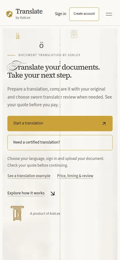Translate — Mobile homepage