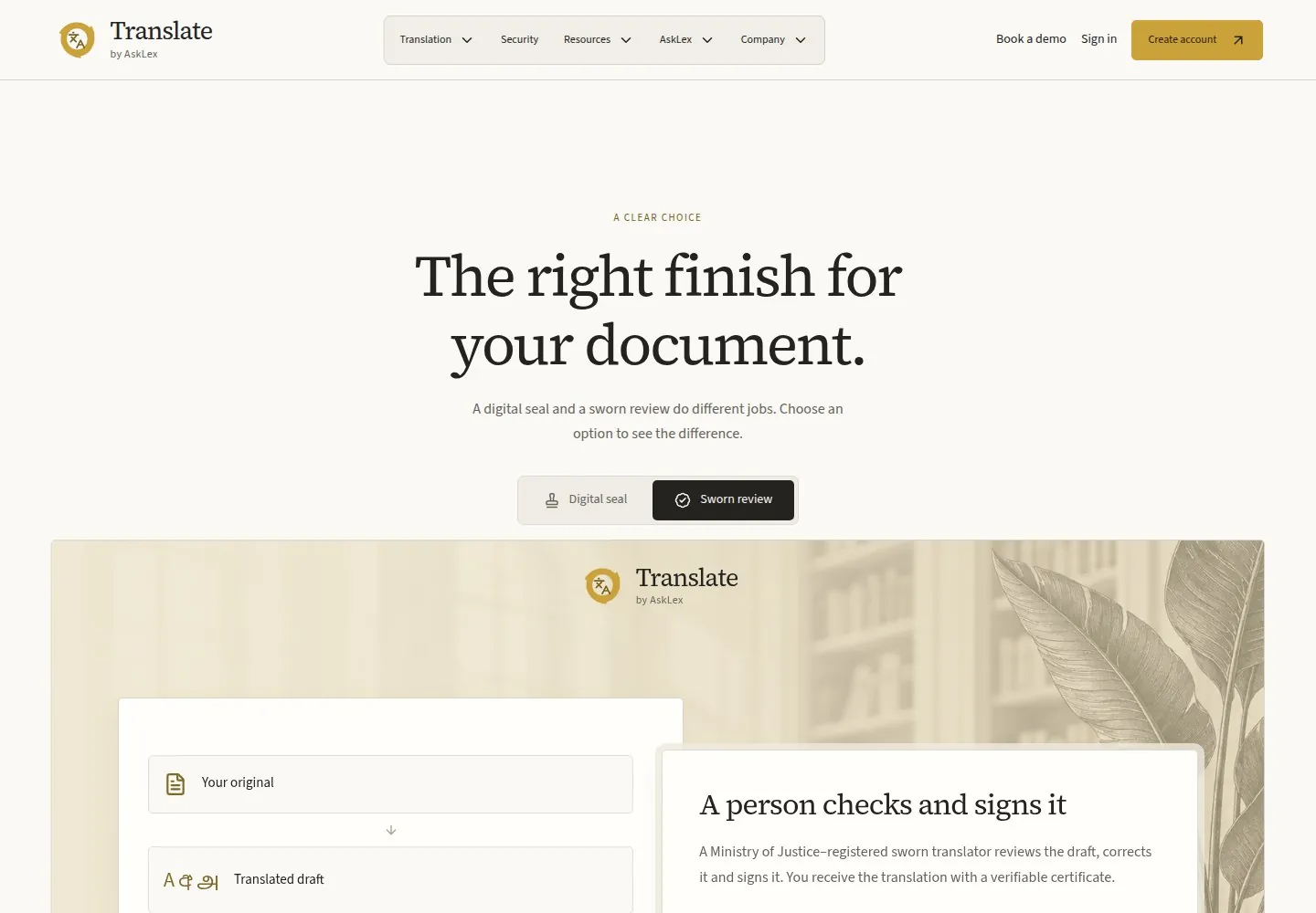 Translate — Review choices